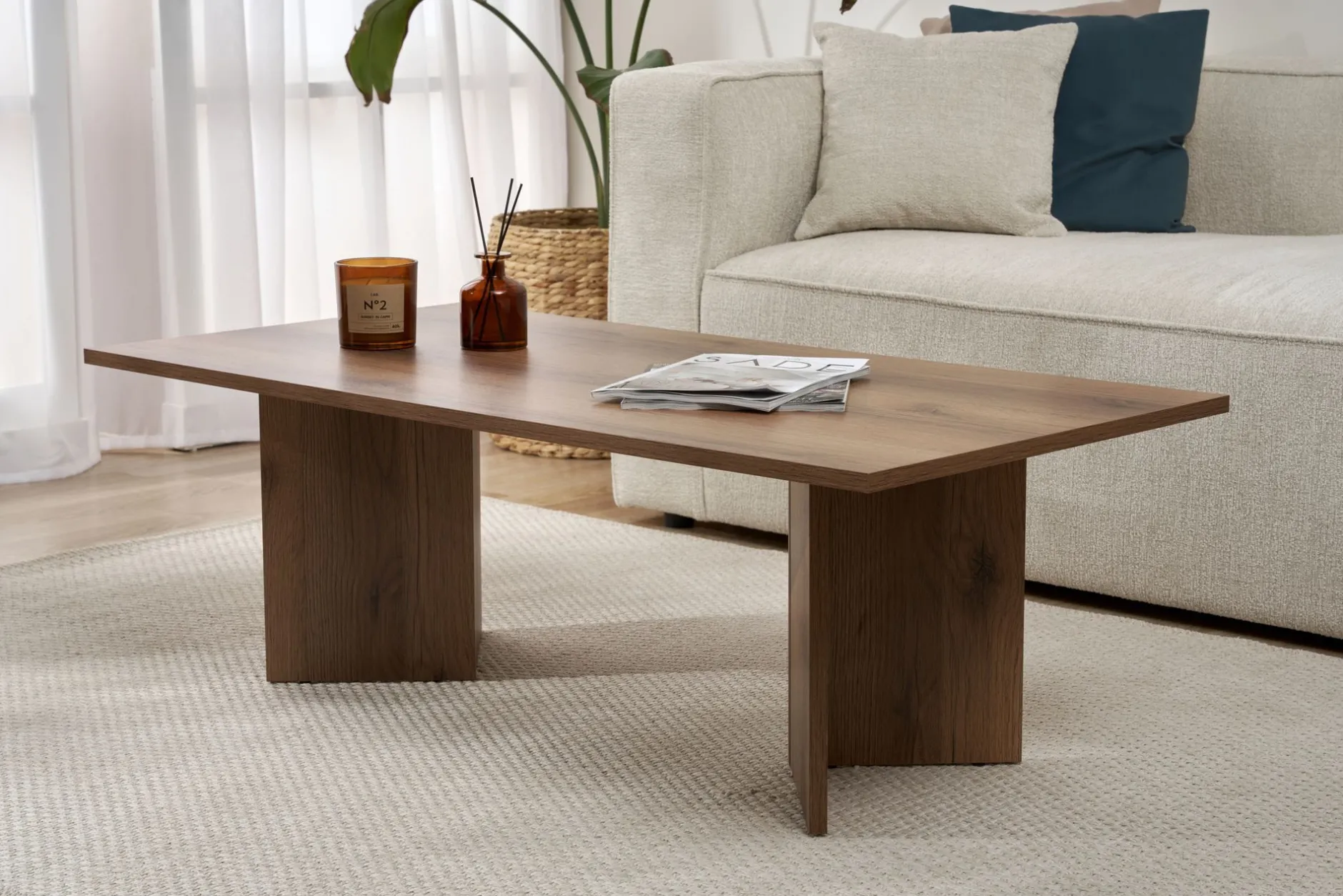 Couchtisch Sabin - 100% MELAMINE - Walnuss - 40 x 60 x 119 cm