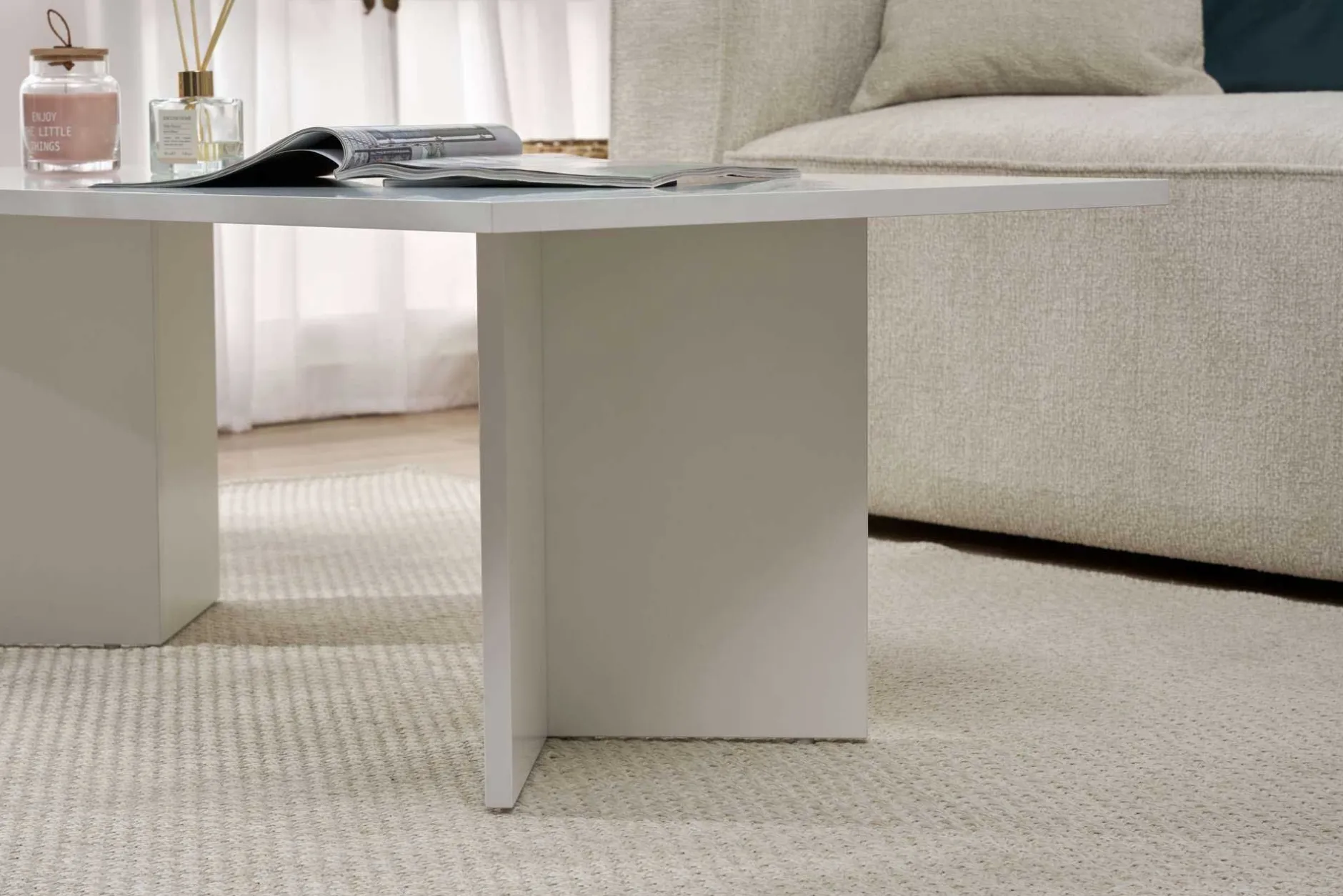 Couchtisch Sabin - 100% MELAMINE - Weiß - 40 x 60 x 119 cm