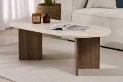 Couchtisch Sable - 100% MELAMINE - Travertin - 40 x 60 x 119 cm