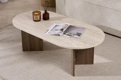 Couchtisch Sable - 100% MELAMINE - Travertin - 40 x 60 x 119 cm