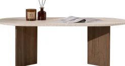 Couchtisch Sable - 100% MELAMINE - Travertin - 40 x 60 x 119 cm