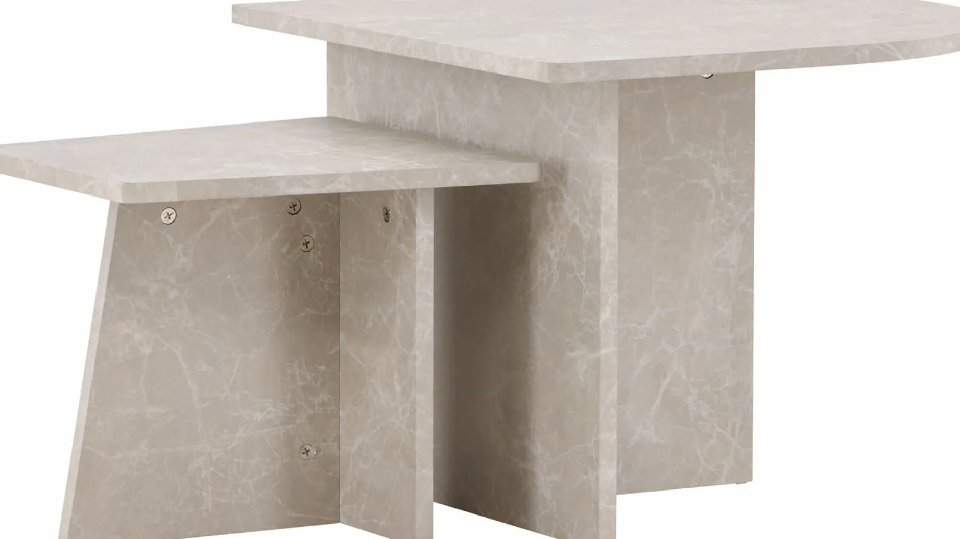 Couchtisch Sala MDF Marmorlook 60x60 cm, 40x40 cm Beige