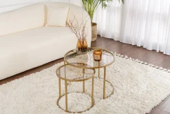 Couchtisch-Set Aurum - 100% TEMPERED GLASS - Gold - 43 x 60 x 60 cm