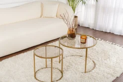 Couchtisch-Set Aurum - 100% TEMPERED GLASS - Gold - 43 x 60 x 60 cm