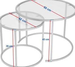 Couchtisch-Set Aurum - 100% TEMPERED GLASS - Gold - 43 x 60 x 60 cm