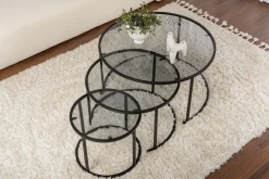 Couchtisch-Set Aurum - 100% TEMPERED GLASS - Schwarz - 43 x 80 x 80 cm
