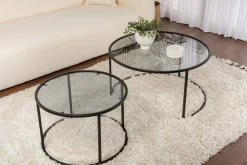 Couchtisch-Set Aurum - 100% TEMPERED GLASS - Schwarz - 43 x 80 x 80 cm