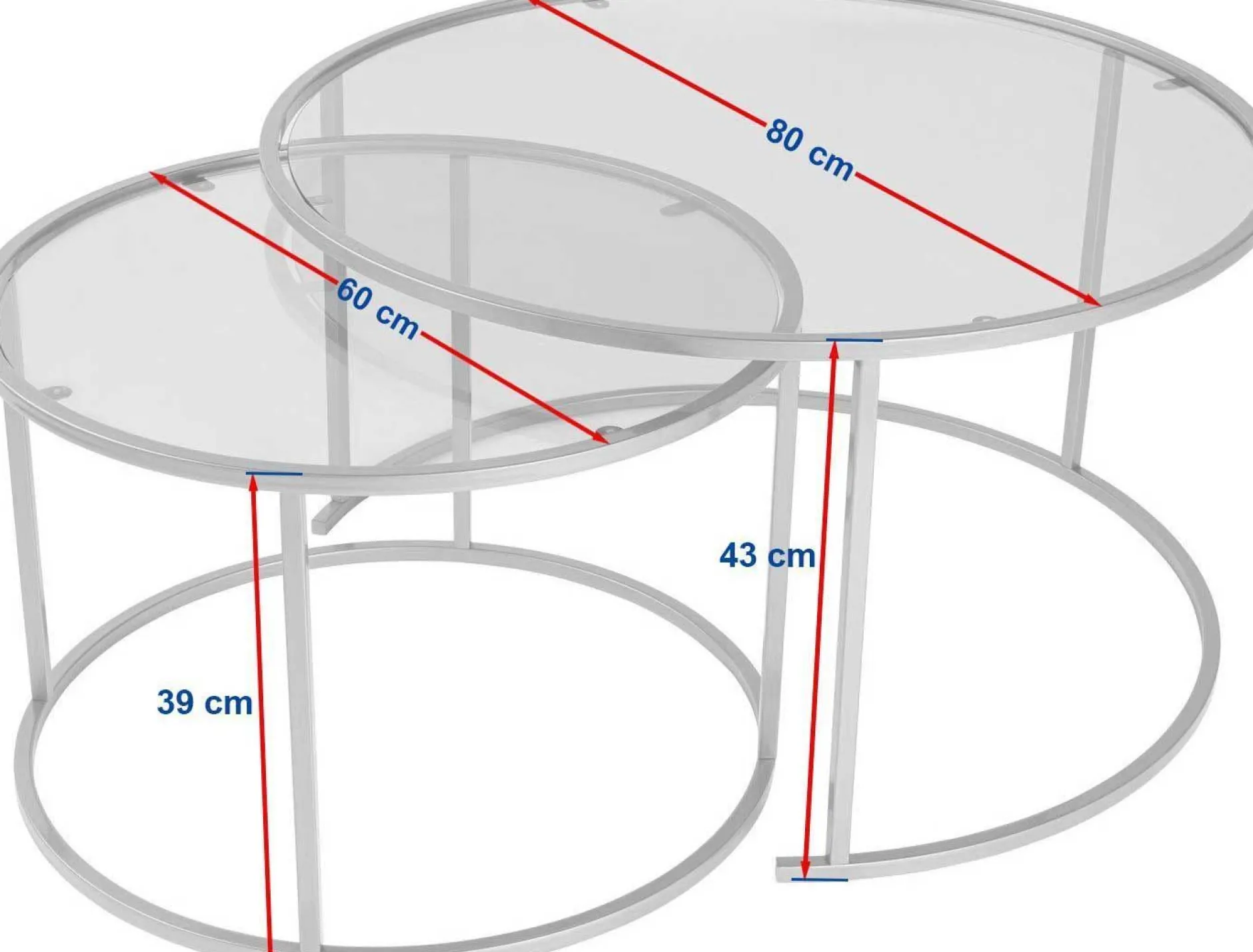 Couchtisch-Set Aurum - 100% TEMPERED GLASS - Schwarz - 43 x 80 x 80 cm