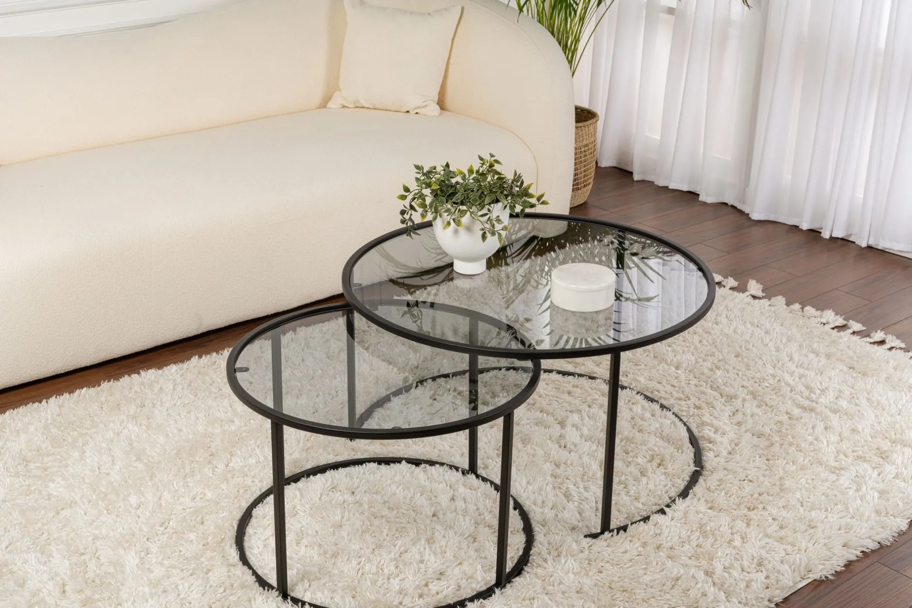 Couchtisch-Set Aurum - 100% TEMPERED GLASS - Schwarz - 43 x 80 x 80 cm