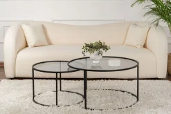 Couchtisch-Set Aurum - 100% TEMPERED GLASS - Schwarz - 43 x 80 x 80 cm