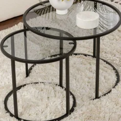 Couchtisch-Set Aurum - 100% TEMPERED GLASS - Schwarz - 43 x 60 x 60 cm