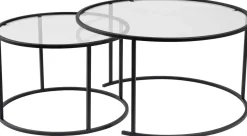 Couchtisch-Set Aurum - 100% TEMPERED GLASS - Schwarz - 43 x 80 x 80 cm