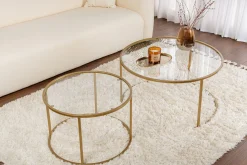 Couchtisch-Set Aurum - 100% TEMPERED GLASS - Gold - 43 x 80 x 80 cm