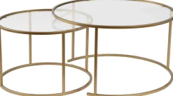 Couchtisch-Set Aurum - 100% TEMPERED GLASS - Gold - 43 x 80 x 80 cm