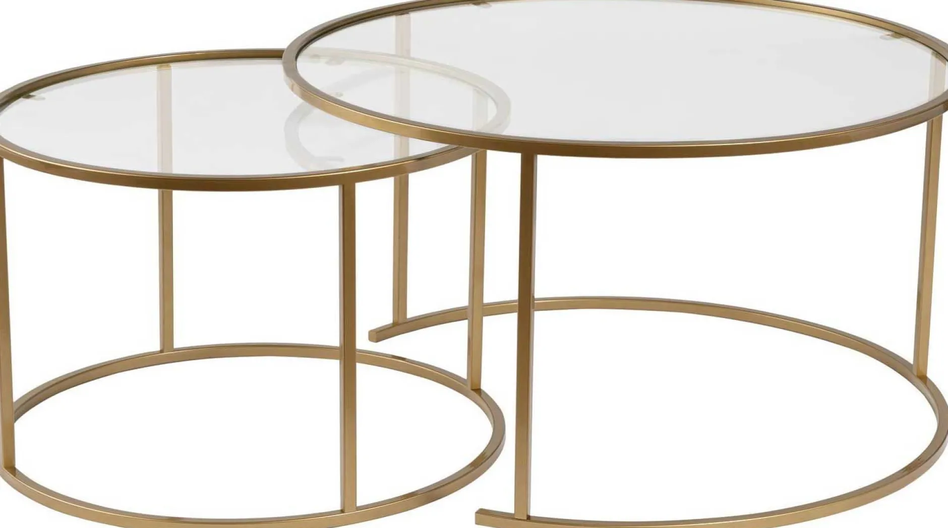 Couchtisch-Set Aurum - 100% TEMPERED GLASS - Gold - 43 x 80 x 80 cm