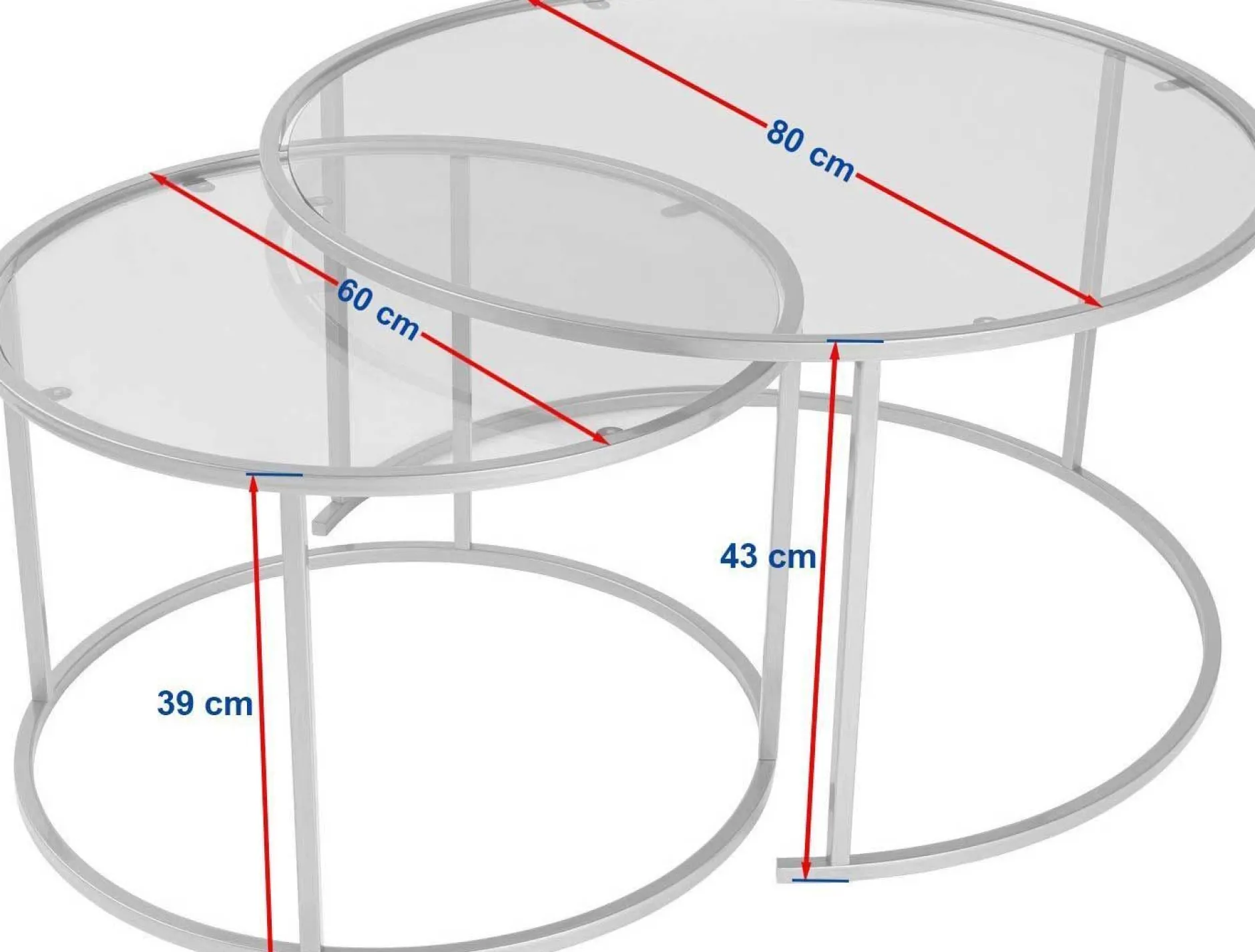 Couchtisch-Set Aurum - 100% TEMPERED GLASS - Gold - 43 x 80 x 80 cm