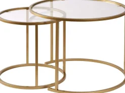 Couchtisch-Set Aurum - 100% TEMPERED GLASS - Gold - 43 x 60 x 60 cm