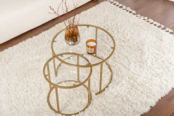 Couchtisch-Set Aurum - 100% TEMPERED GLASS - Gold - 43 x 60 x 60 cm