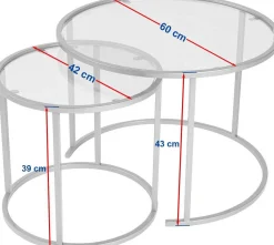 Couchtisch-Set Aurum - 100% TEMPERED GLASS - Schwarz - 43 x 60 x 60 cm