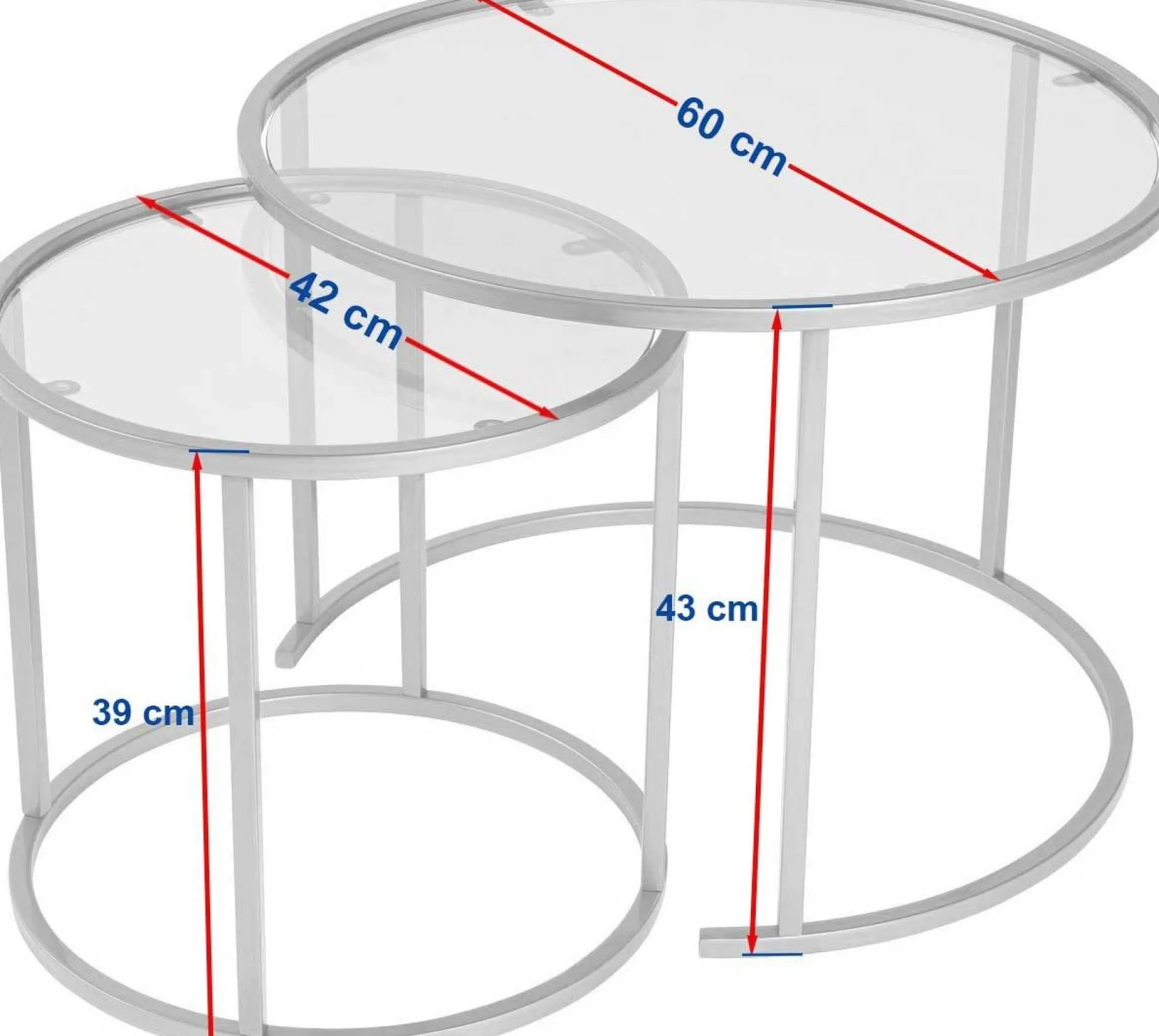 Couchtisch-Set Aurum - 100% TEMPERED GLASS - Schwarz - 43 x 60 x 60 cm