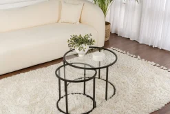 Couchtisch-Set Aurum - 100% TEMPERED GLASS - Schwarz - 43 x 60 x 60 cm