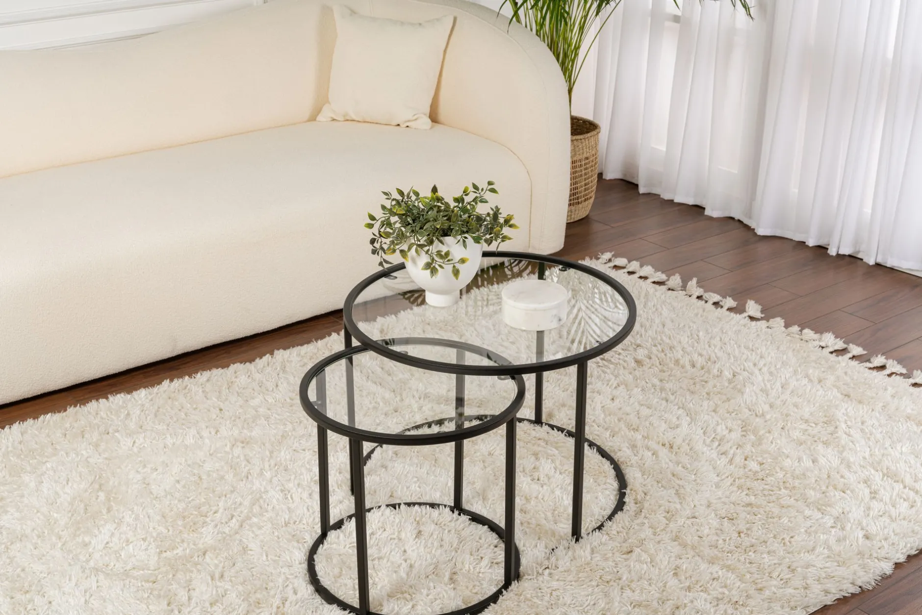 Couchtisch-Set Aurum - 100% TEMPERED GLASS - Schwarz - 43 x 60 x 60 cm
