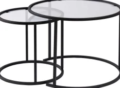 Couchtisch-Set Aurum - 100% TEMPERED GLASS - Schwarz - 43 x 60 x 60 cm