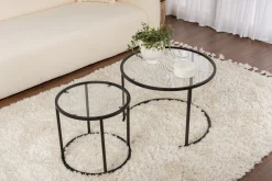 Couchtisch-Set Aurum - 100% TEMPERED GLASS - Schwarz - 43 x 60 x 60 cm