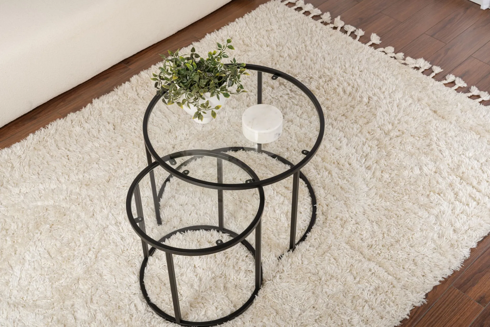 Couchtisch-Set Aurum - 100% TEMPERED GLASS - Schwarz - 43 x 60 x 60 cm