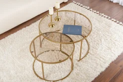 Couchtisch-Set Aurum - 100% TEMPERED GLASS - Gold - 43 x 80 x 80 cm