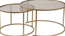 Couchtisch-Set Aurum - 100% TEMPERED GLASS - Gold - 43 x 80 x 80 cm