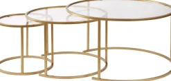 Couchtisch-Set Aurum - 100% TEMPERED GLASS - Gold - 43 x 80 x 80 cm