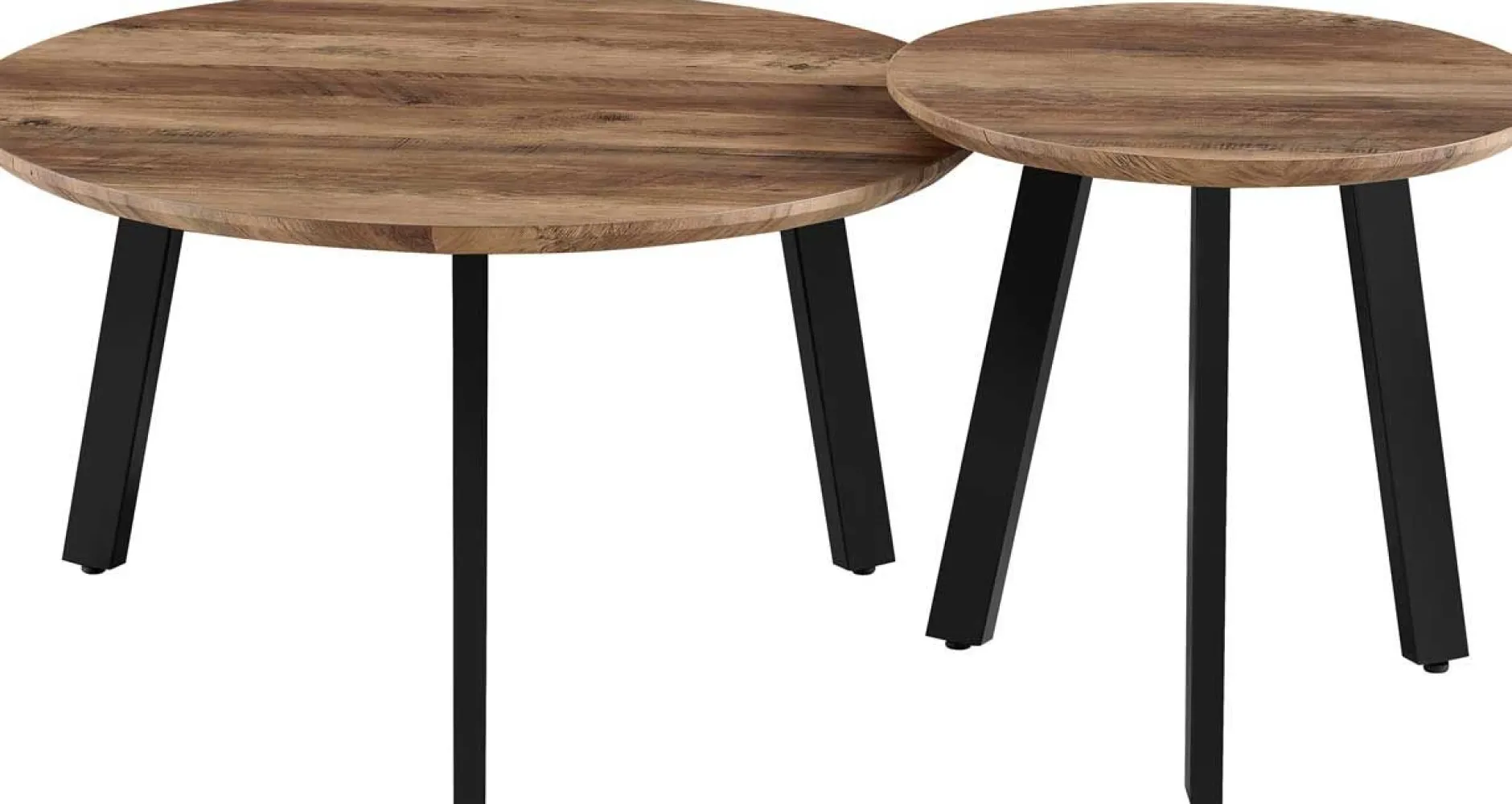 Couchtisch-Set Aziz - Ø50x50cm und Ø80x45cm - Mangoholz/schwarz