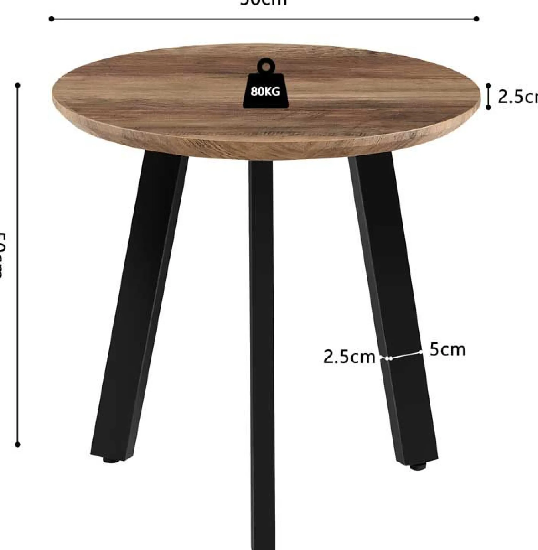 Couchtisch-Set Aziz - Ø50x50cm und Ø80x45cm - Mangoholz/schwarz