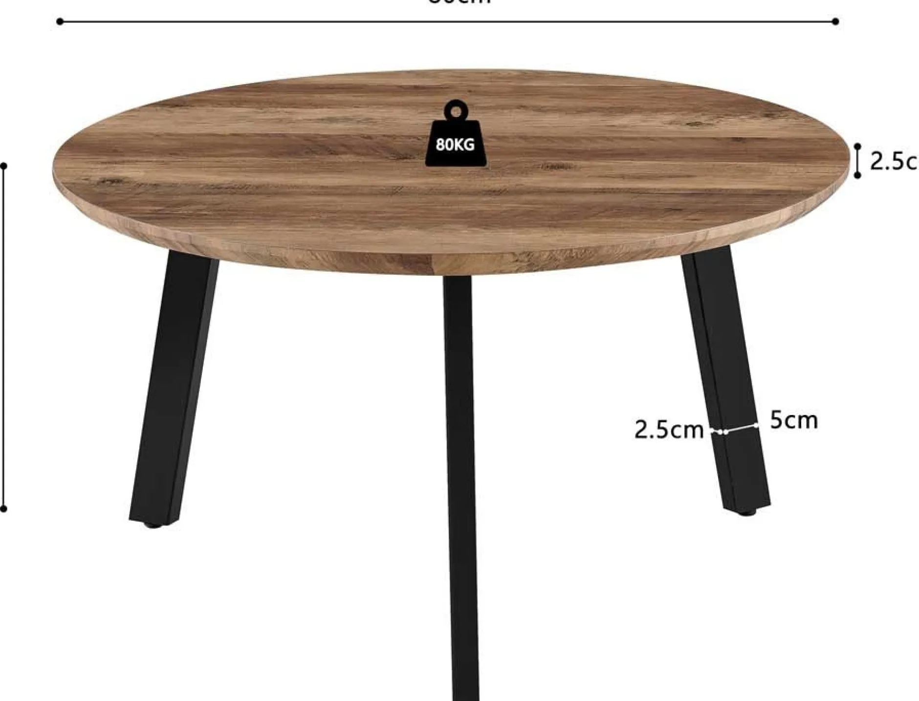 Couchtisch-Set Aziz - Ø50x50cm und Ø80x45cm - Mangoholz/schwarz