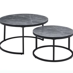 Couchtisch-Set Boston Ø80 und Ø60cm - grauer Marmor