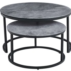 Couchtisch-Set Boston Ø80 und Ø60cm - grauer Marmor