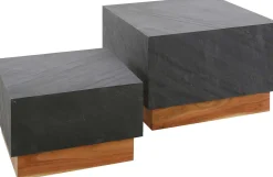 Couchtisch-Set Boxy-Schiefer/Akazie