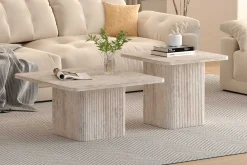 Couchtischset Destiny | 60 x 60 x 52 cm / 80 x 80 x 42 cm | Beigefarbenes Design