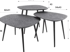 Couchtisch-Set Dragusin | 62 x 51 x 36 cm | Schwarz