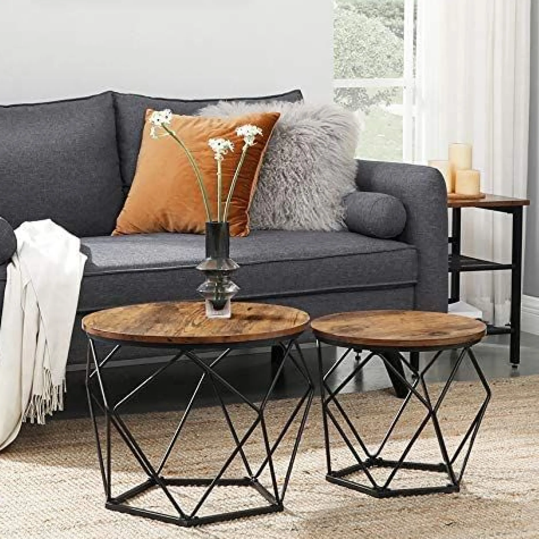 Couchtisch-Set Dylano | Großer und kleiner Couchtisch | Rostbraun