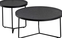 Couchtisch-Set Melia - Ø50x50cm und Ø80x40cm - Glas - schwarz