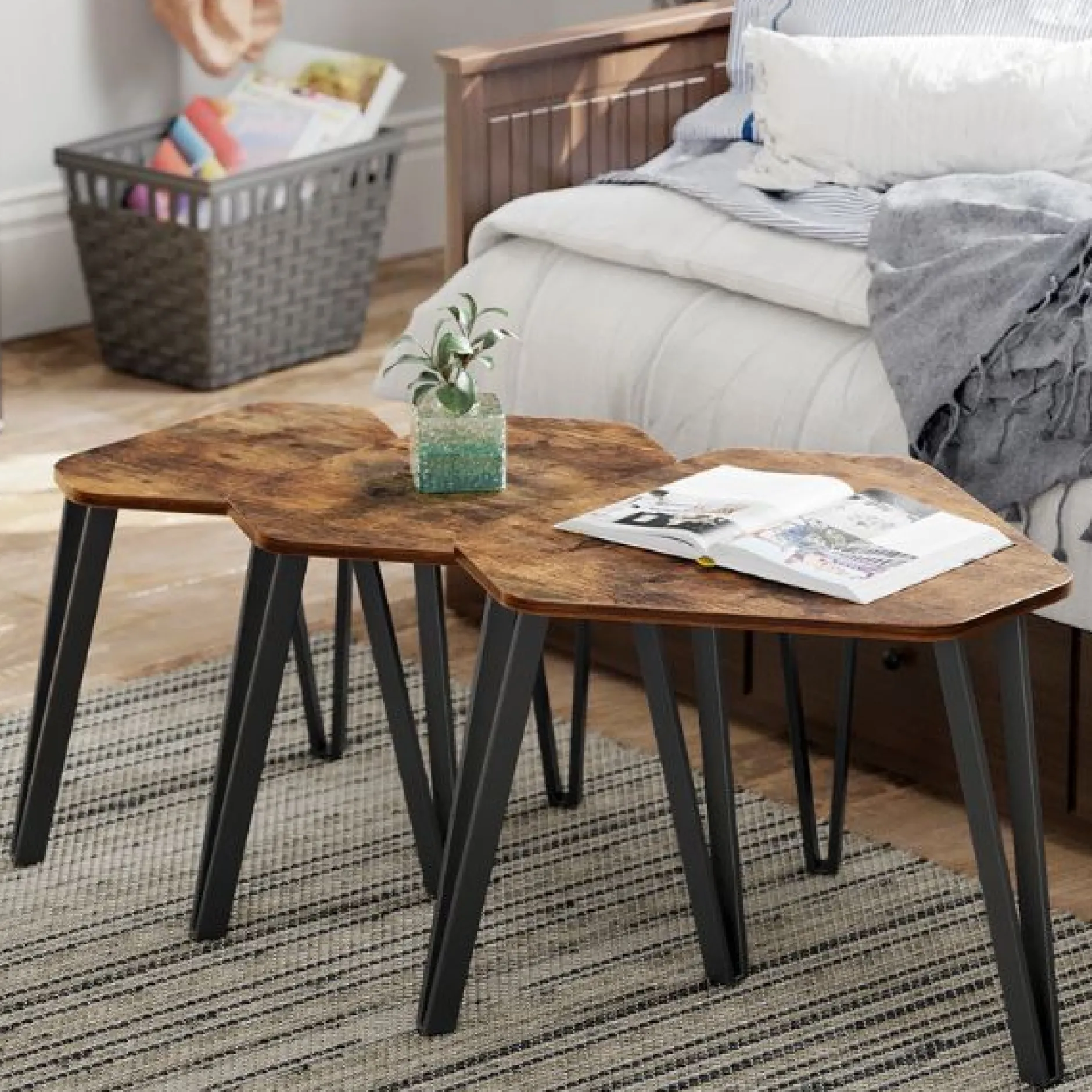 Couchtischset Pasadena | Kleiner, mittlerer und großer Tisch | Rostbraun
