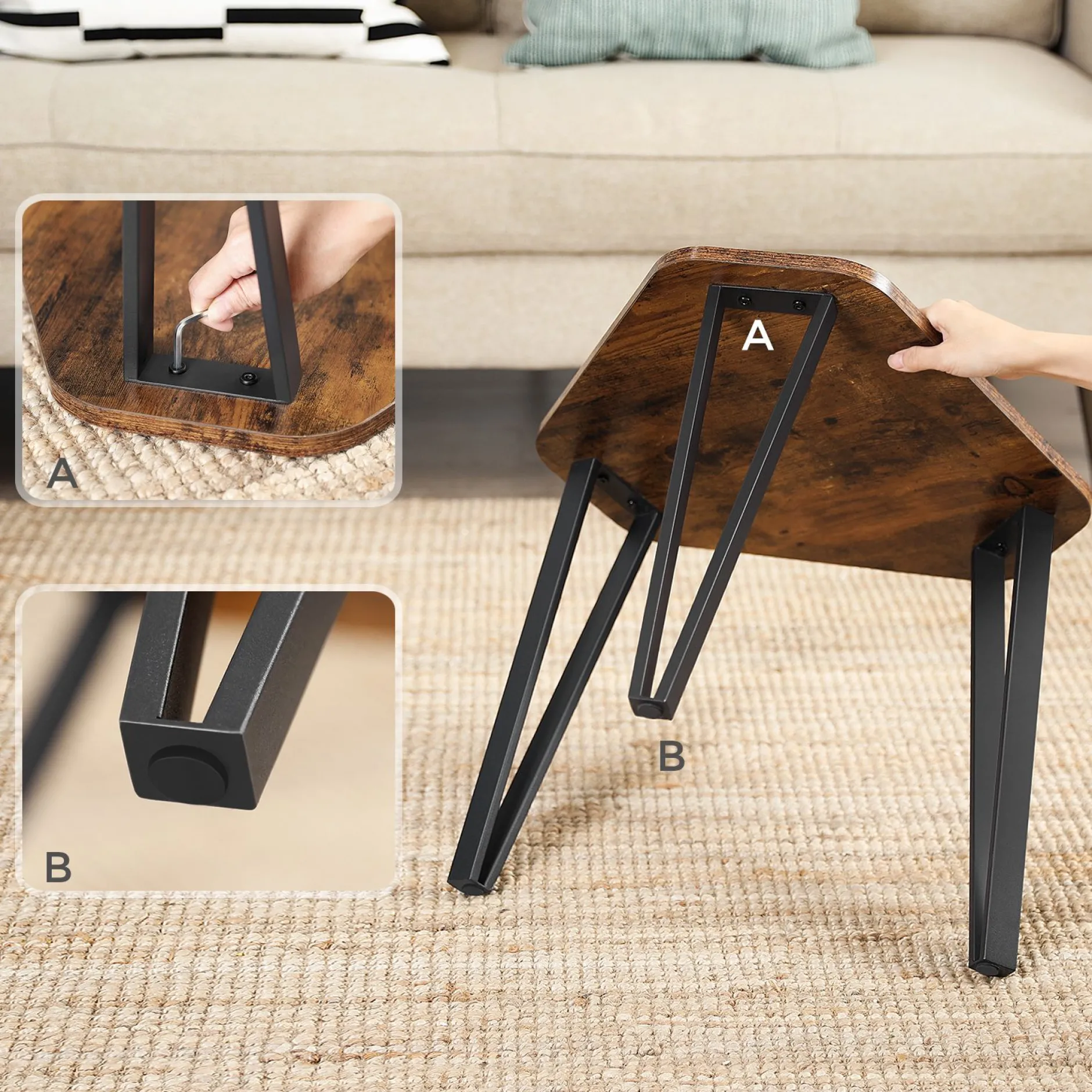 Couchtischset Pasadena | Kleiner, mittlerer und großer Tisch | Rostbraun