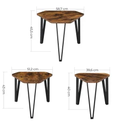 Couchtischset Pasadena | Kleiner, mittlerer und großer Tisch | Rostbraun