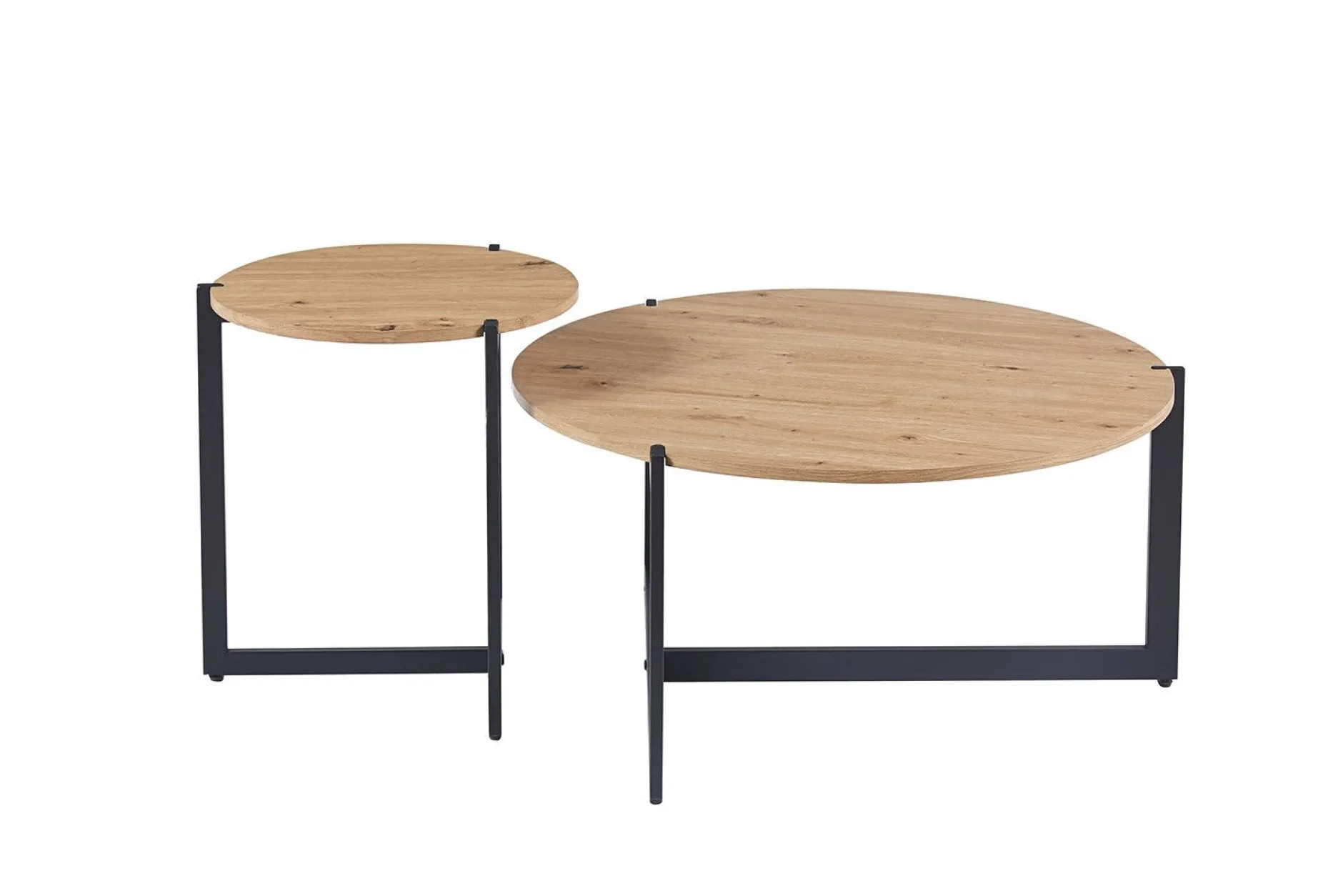Couchtisch-Set Pola | Ø80 x 40 cm; Ø45 x 50 cm | Design Old Oak