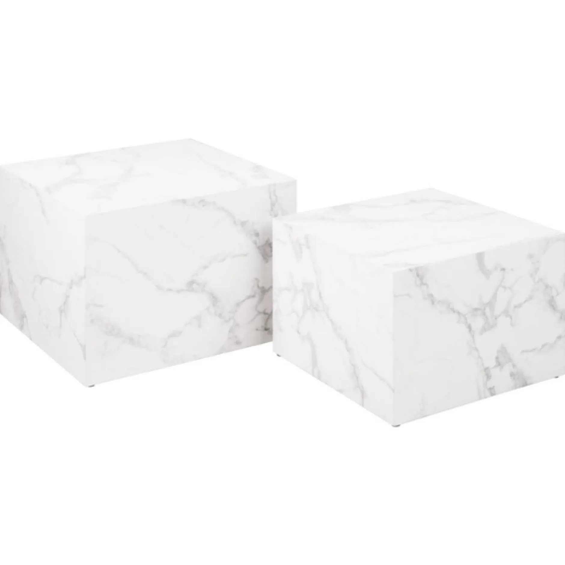 Couchtisch Set Würfel (2 Stück, 58x58x40 cm) - weiße Marmor