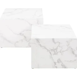 Couchtisch Set Würfel (2 Stück, 58x58x40 cm) - weiße Marmor