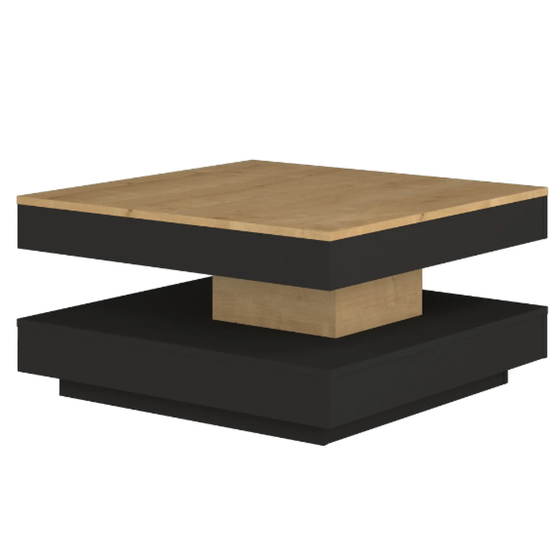 Couchtisch Soho 78x78 cm mit ausziehbarer Tischplatte - beige/ dunkelgrau