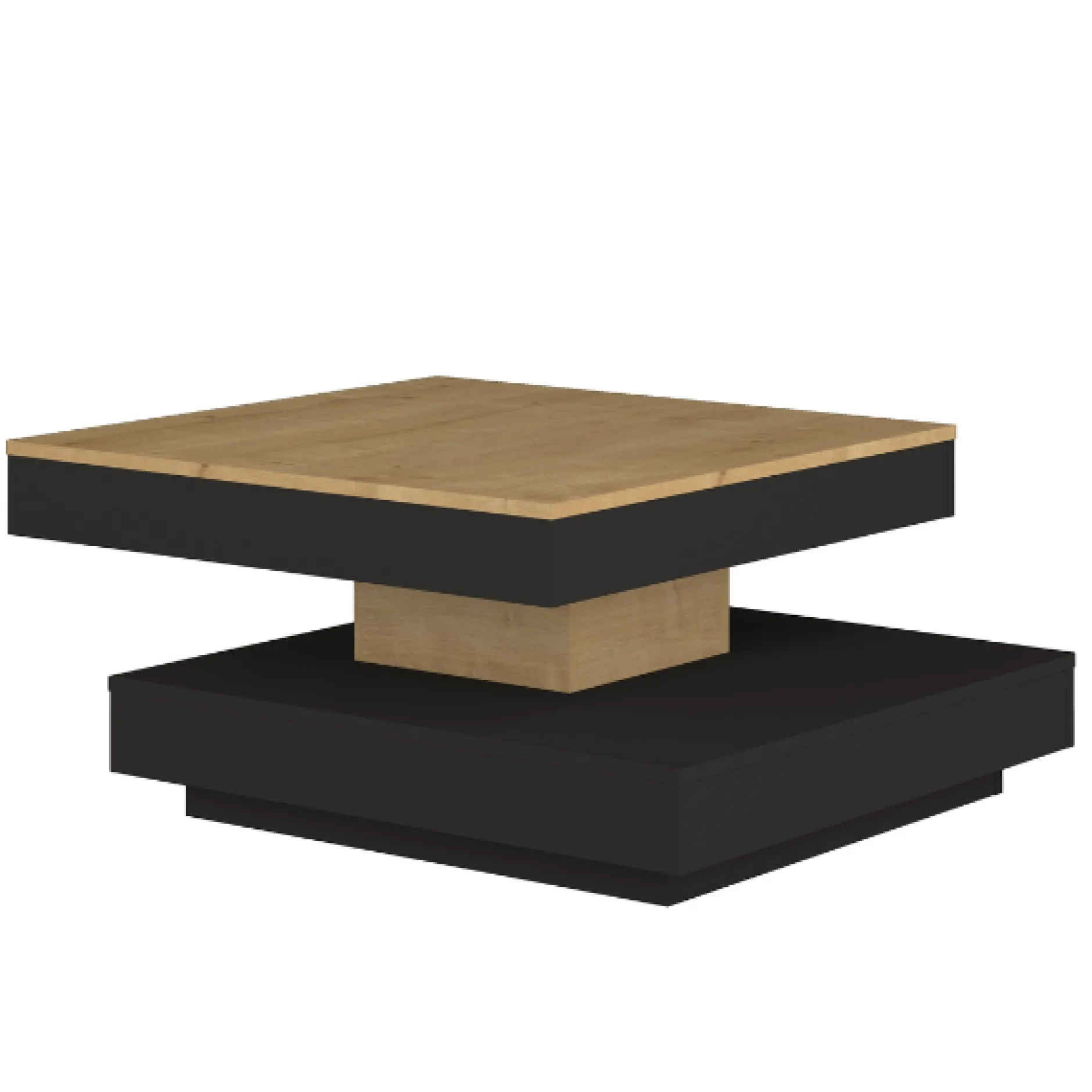 Couchtisch Soho 78x78 cm mit ausziehbarer Tischplatte - beige/ dunkelgrau